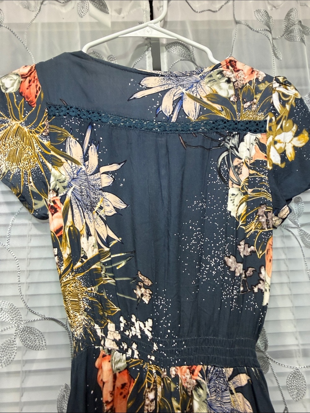 Floral Navy Maxi Dress with V-Neck - Picture 8 of 11